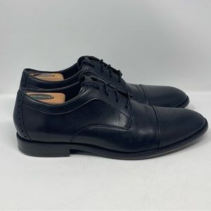 Cole Haan Harrison Shoes Mens 11.5 Black Leather Cap Toe Dress Derby Lace Up